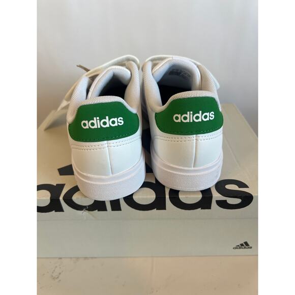 Adidas Advantage Base 2.0 Kids' Shoes White Green Size 2 - Picture 4 of 8